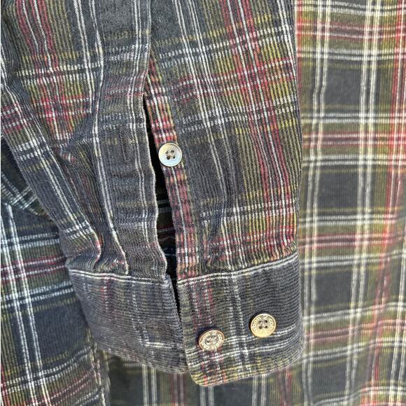 Carbon 2 Cobalt Mens Dark Plaid Corduroy Long Sleeve Button Down Shirt size XL - Picture 5 of 7